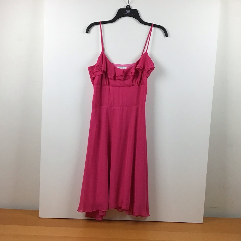 Dress,spag, straps, hot pink.